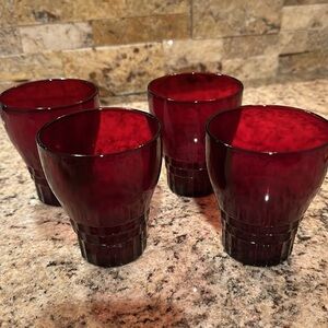Set up four Vintage Red Glasses